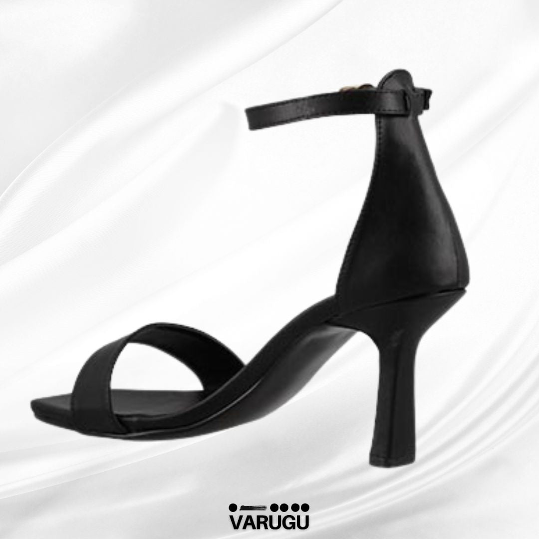 Zapatillas tacón delgado color negras
