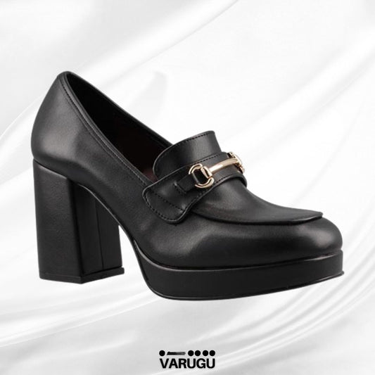 Zapatos de tacón grueso color negro