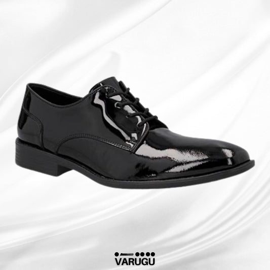 Zapatos negros charol y piel para hombre